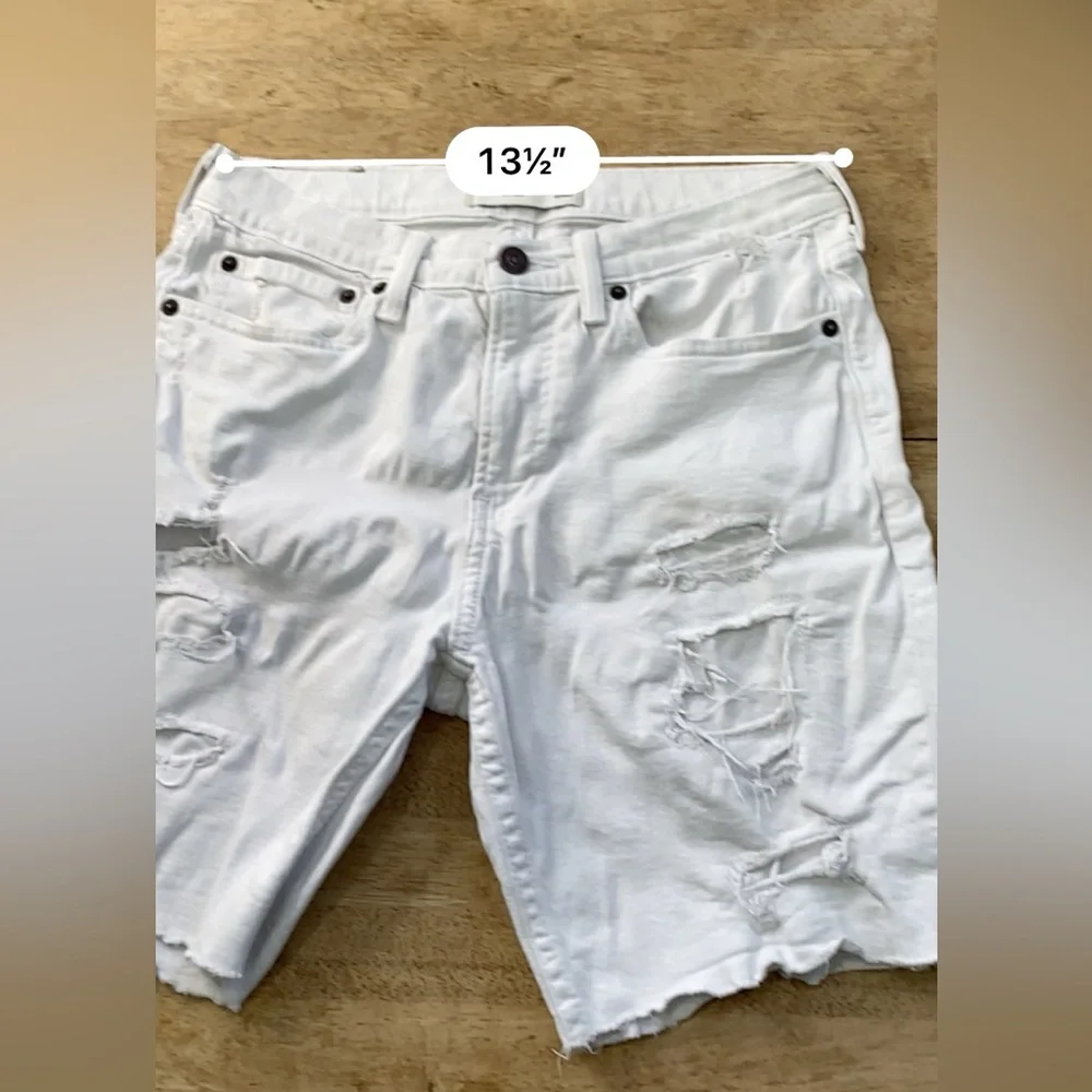 Abercrombie Kids Sz 15/16 White Denim Distressed Jean Shorts‎
